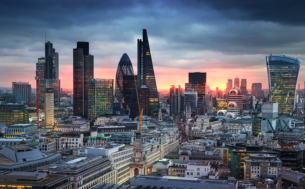 London skyline at dusk