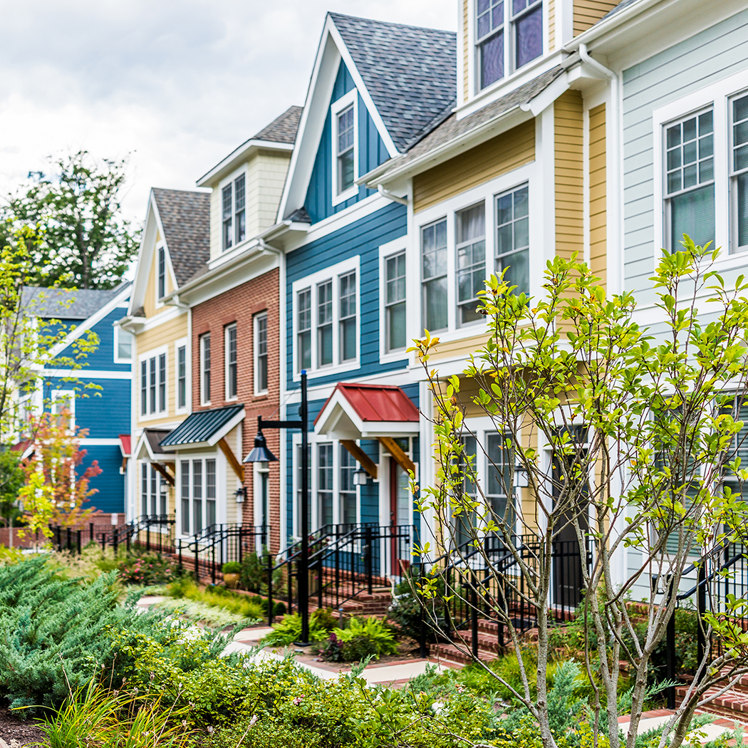 row of houses on street