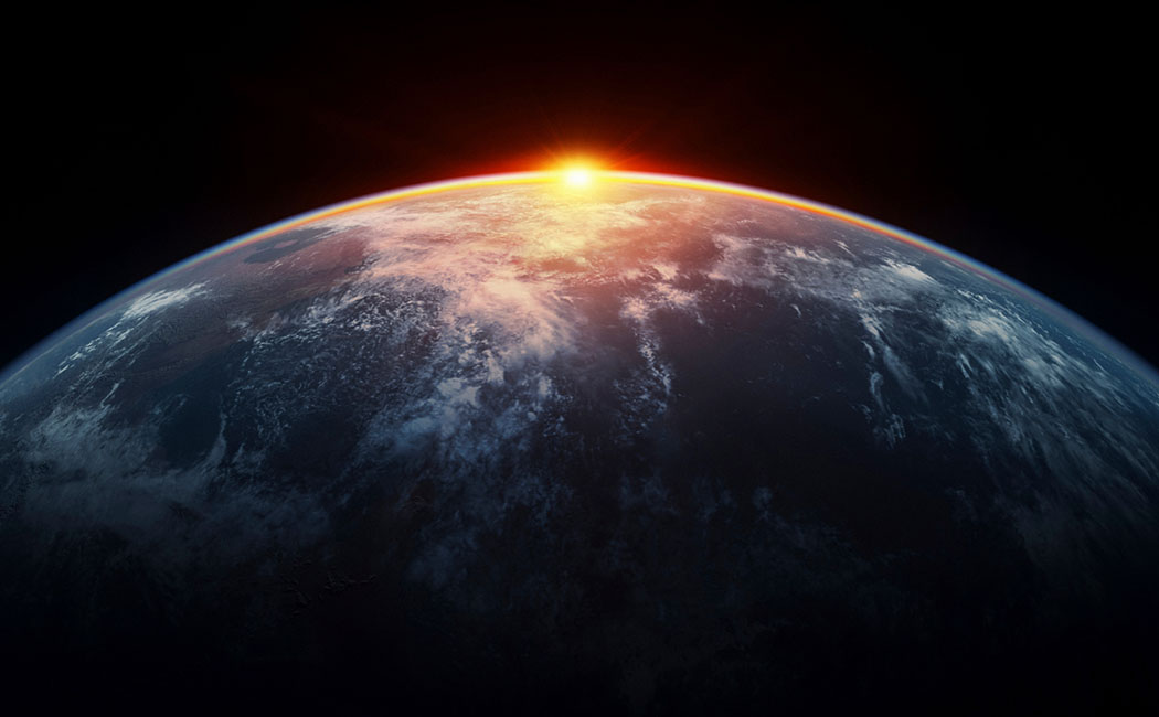 earth with sun shine