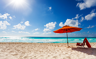 red beach umbrella